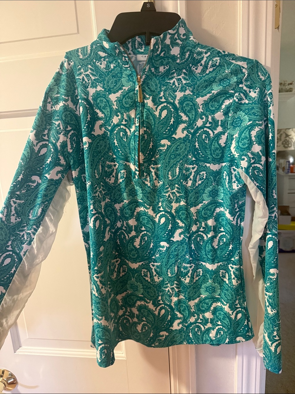 Cabana Life- Teal Paisley Quarter-Zip Pullover